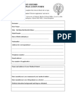 University of Oxford Elective Application Form