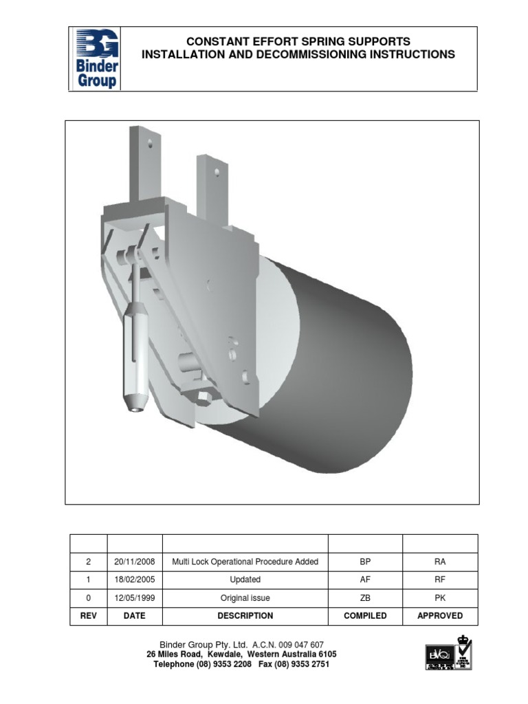 Installation Manual - Constant Spring Supports - Rev 2 | PDF | Lock ...