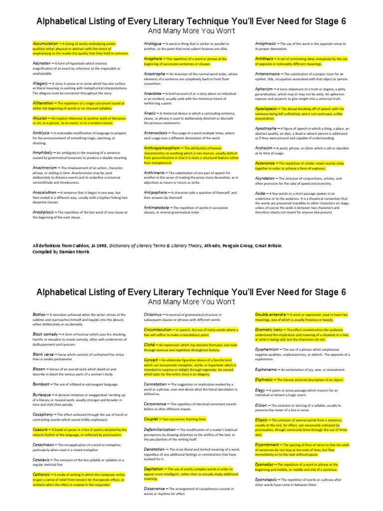 Literary Techniques | PDF | Semiotics | Linguistics