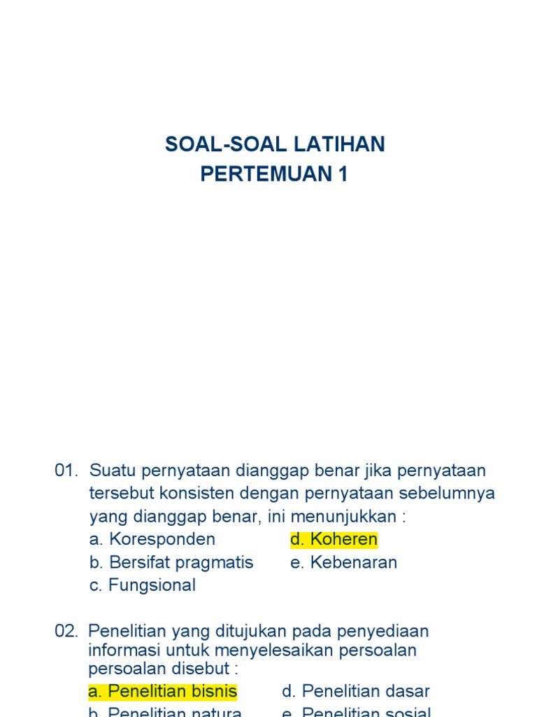 Latihan Metode Penelitian Smstr 4