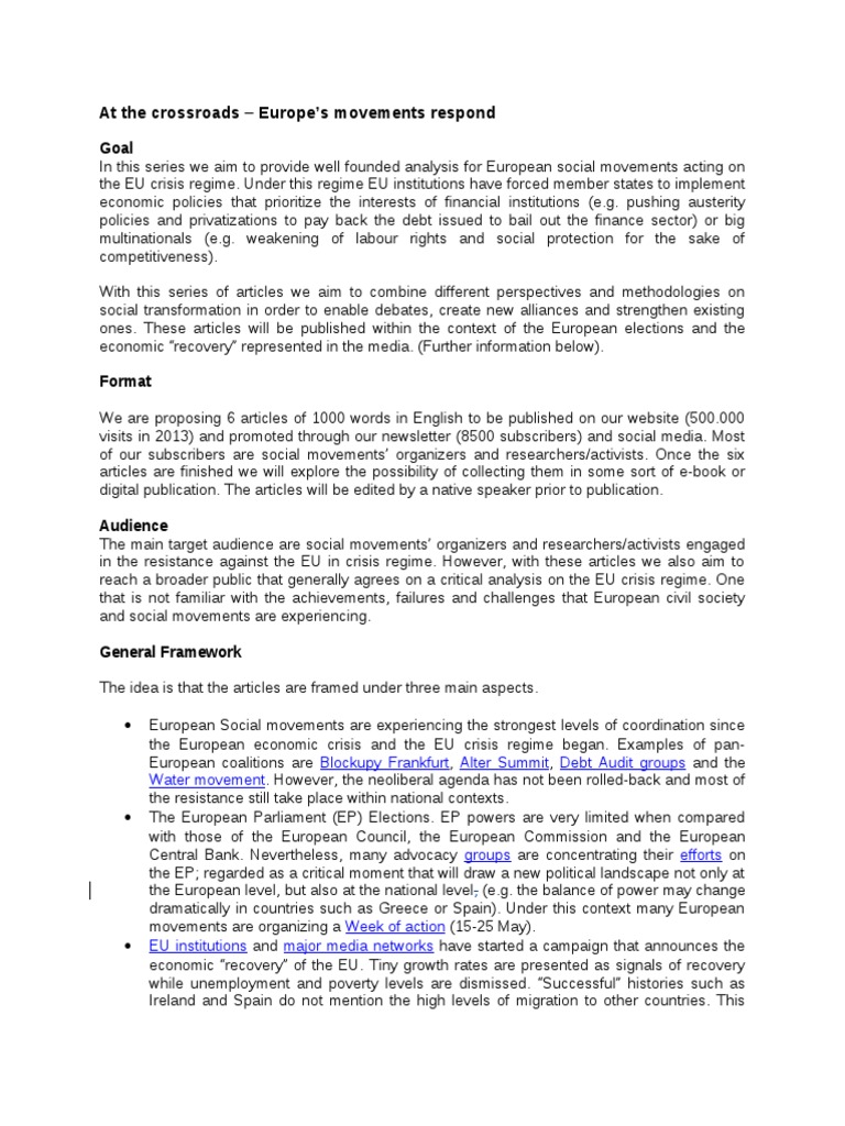 European Social Movements and the EU Crisis | PDF | Social Movements ...
