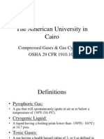 The American University in Cairo: Compressed Gases & Gas Cylinders OSHA 29 CFR 1910.101