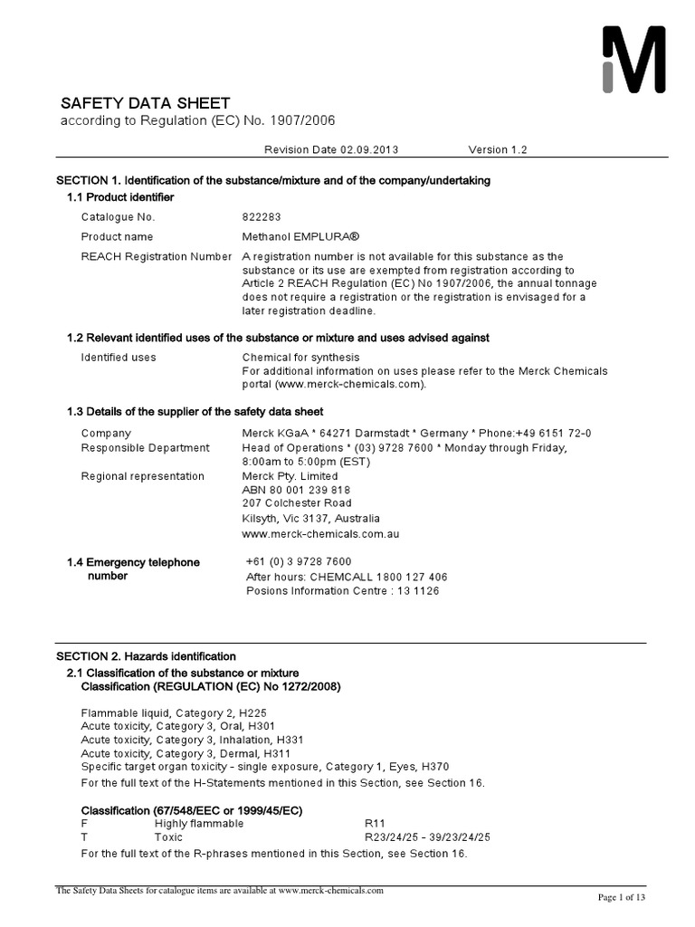 Safety Data Sheet According To Regulation (EC) No. 1907/2006 PDF