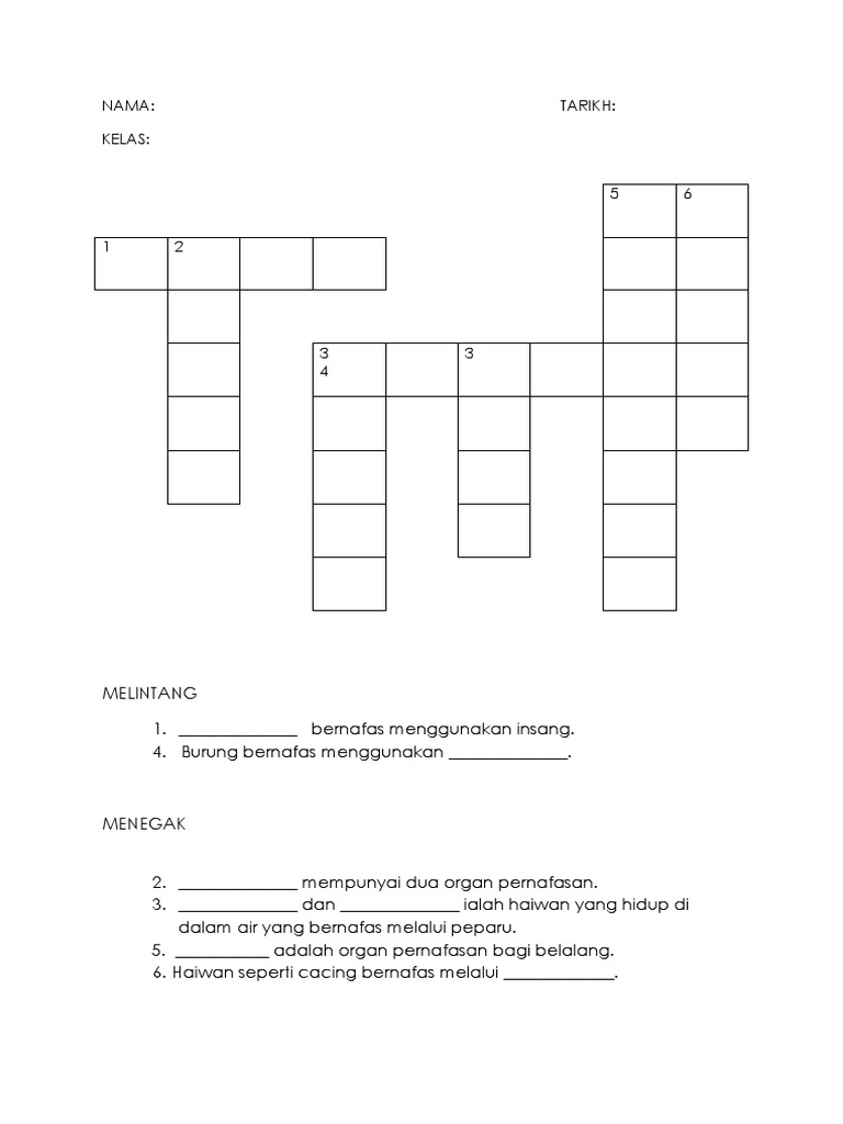 Lembaran Kerja Organ Pernafasan Haiwan 2 Pdf