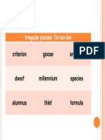 Irregular Plurals Tic Tac Toe