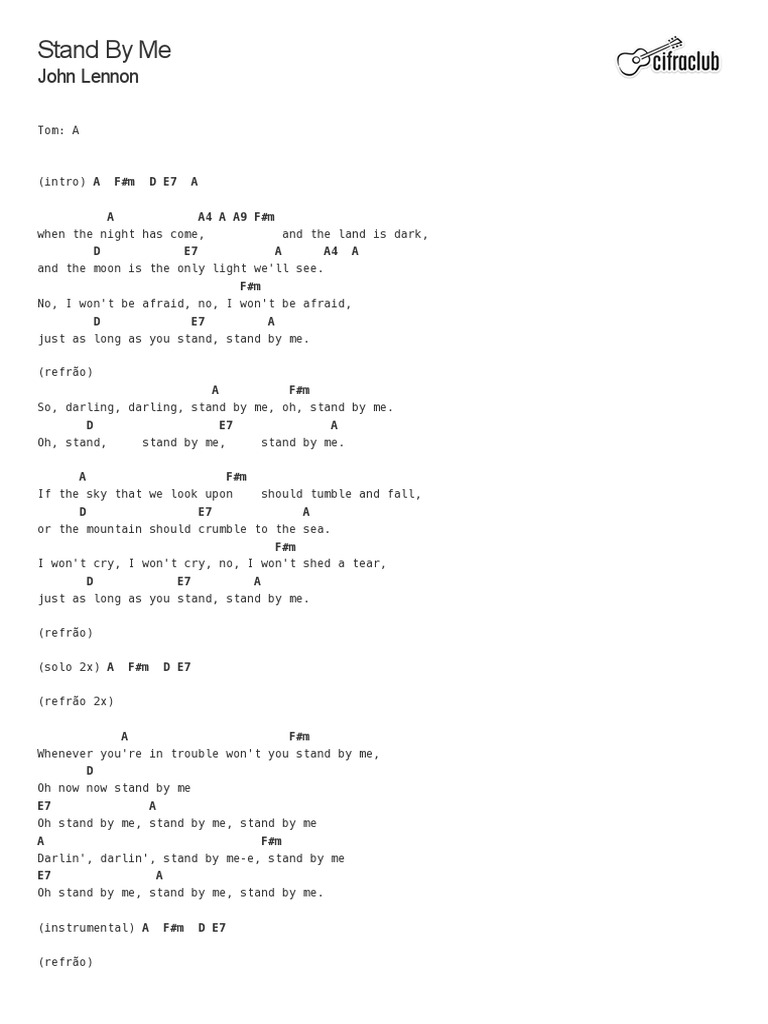 John Lennon Stand By Me Cifra Acoustic Guitar The Beatles John Lennon