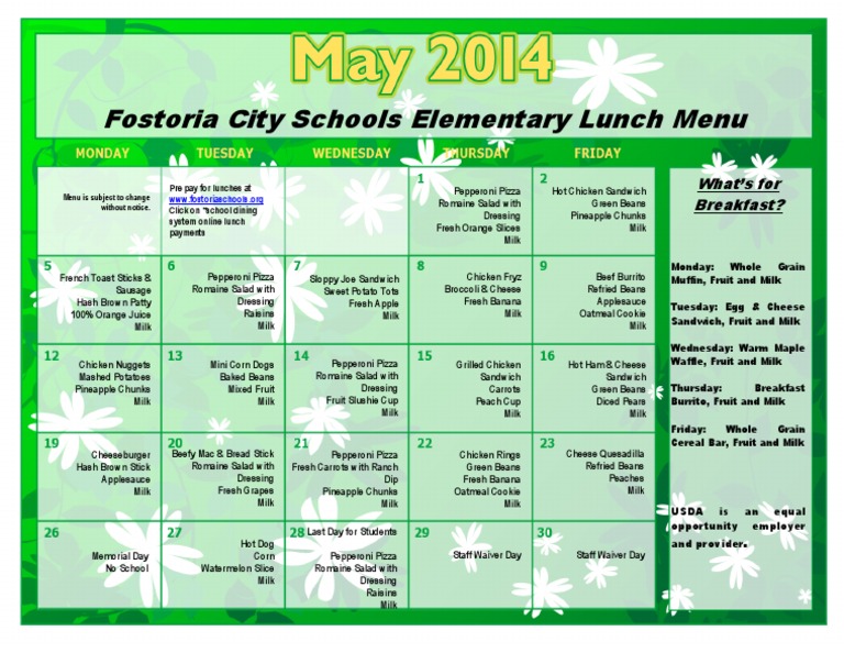 Ucps Elementary Lunch Menu