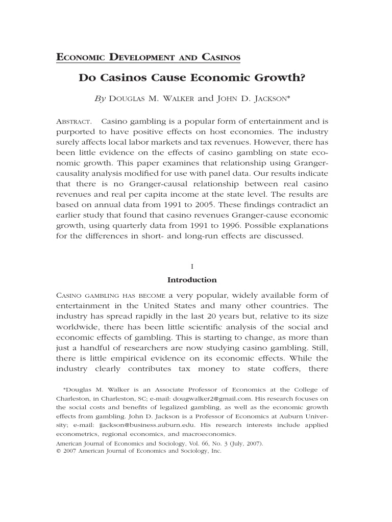 E D C Do Casinos Cause Economic Growth?: M. W and J D. J | PDF | F Test ...