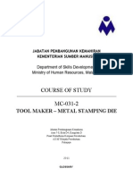 Course of Study MC-031-2: Tool Maker - Metal Stamping Die