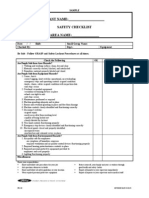 PLANT NAME: - Safety Checklist AREA NAME