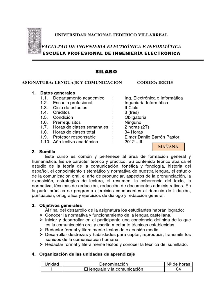 Silabo de Lenguaje y Comunicación | PDF | Artes del Lenguaje y Comunicación