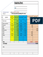 Recipe Budgeting Sheet: 31412.5 Per Portion (By Adding 20% of Cost)