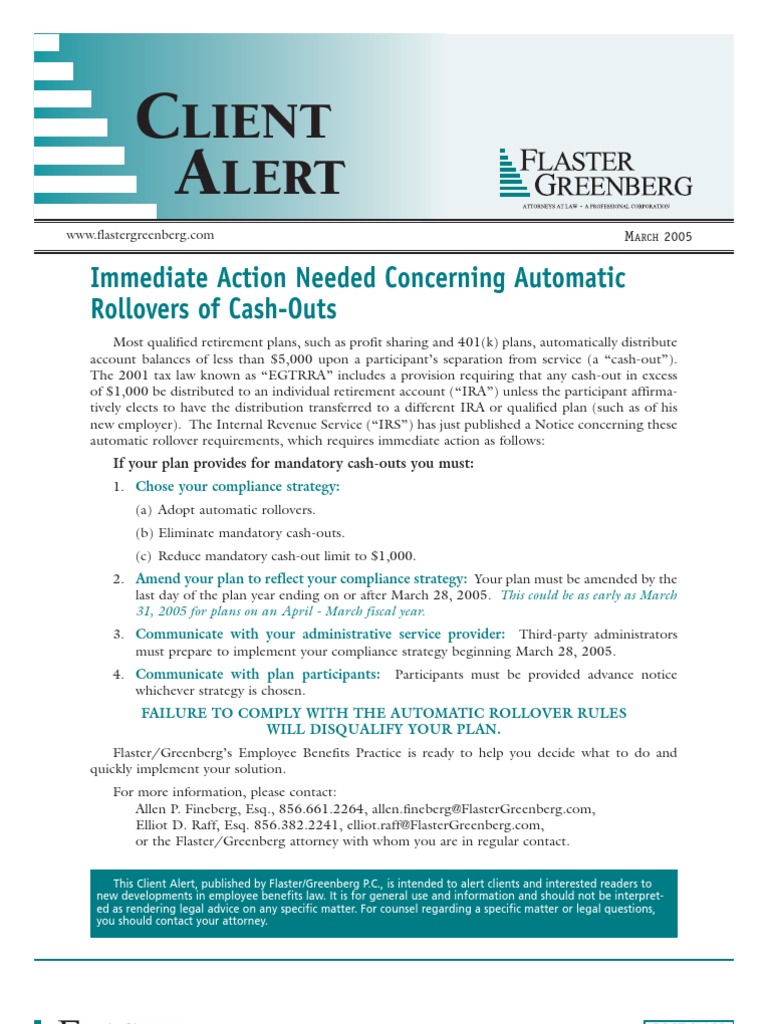 ClientAlert Mar2005 | PDF | Individual Retirement Account | Taxes