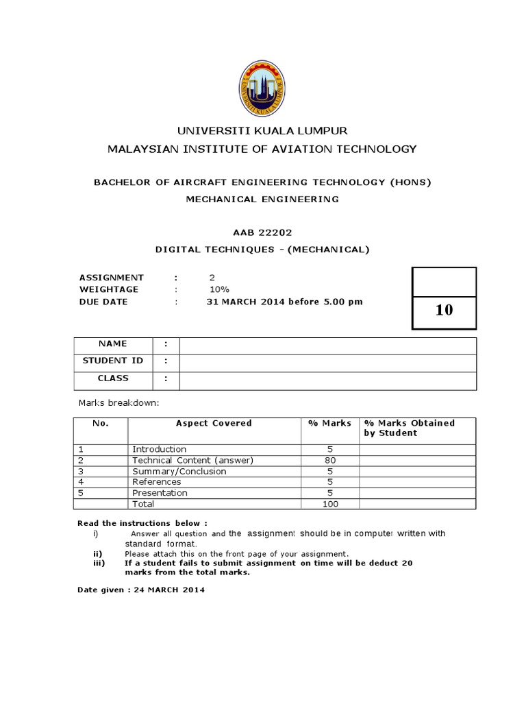 Aircraft Engineering Assignment Guidelines | PDF