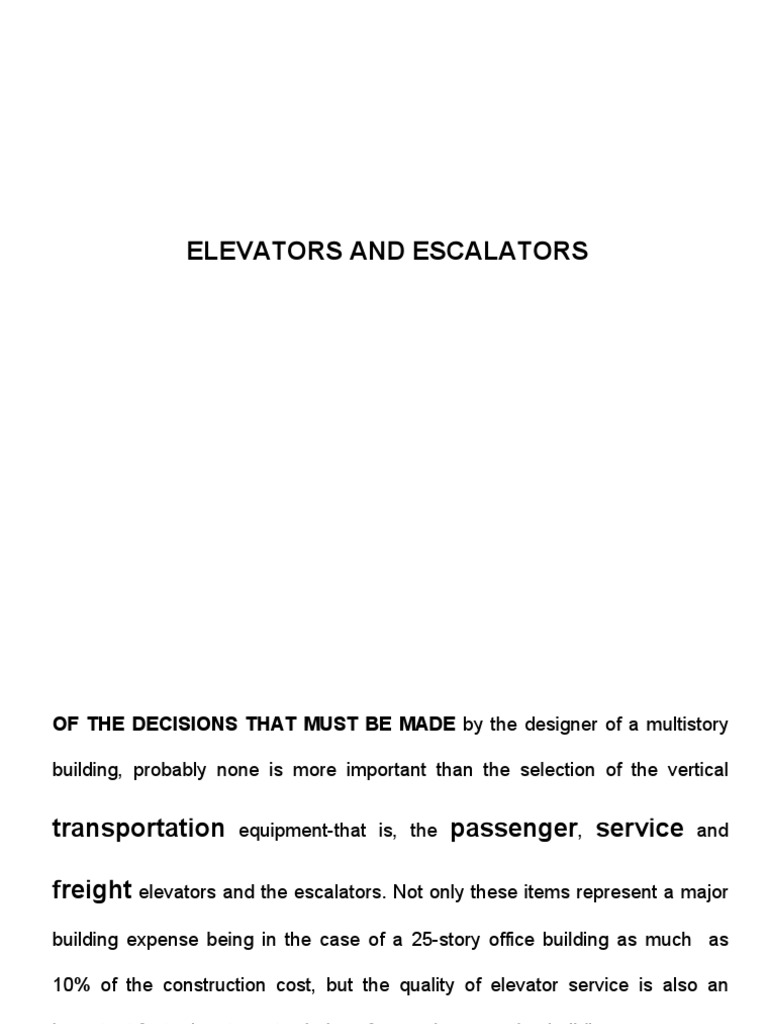 Elevator and Escalator Design Essentials | PDF | Escalator | Elevator