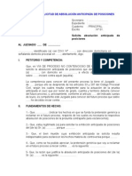 Solicita Absolución Anticipada de Posiciones AL JUZGADO ...... DE ................