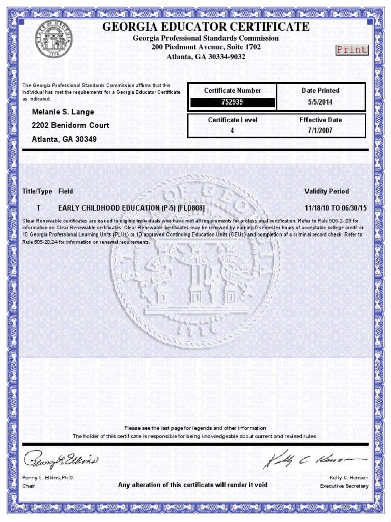 Georgia Early Childhood Educator Certificate | PDF