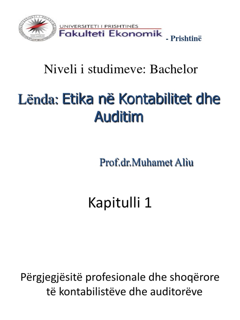 L-1 Etika Ne Kontabilitet Dhe Auditim | PDF