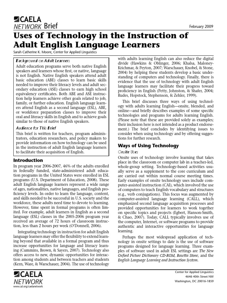 Uses of Technology Final Web | PDF | English As A Second Or Foreign ...