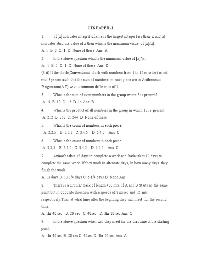 Cts Paper - 1 | PDF | Teaching Mathematics | Science