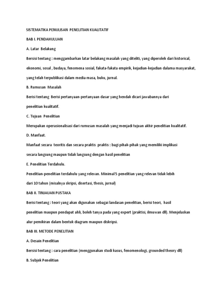 Sistematika Penulisan Penelitian Kualitatif