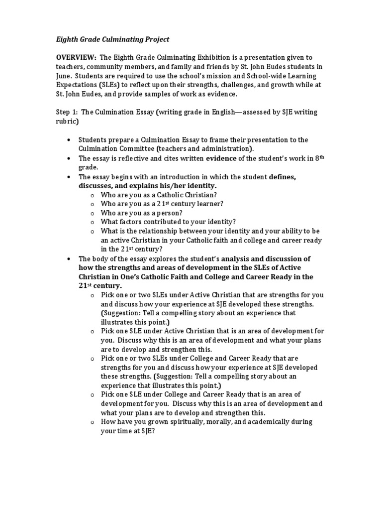 Eighth Grade Culminating Project2013 | PDF | Catholic Church ...