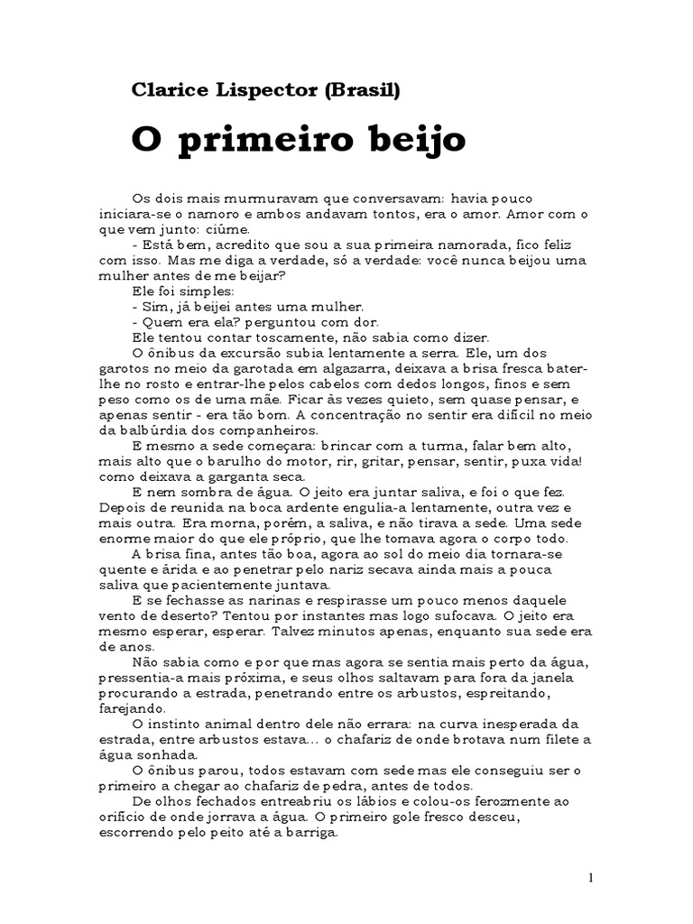 O Primeiro Beijo - Clarice Lispector | PDF