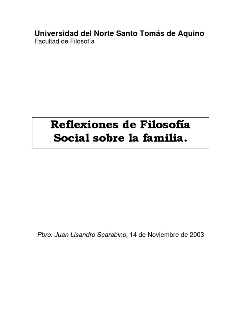 Reflexiones sobre la familia en filosofía social | PDF | Familia ...
