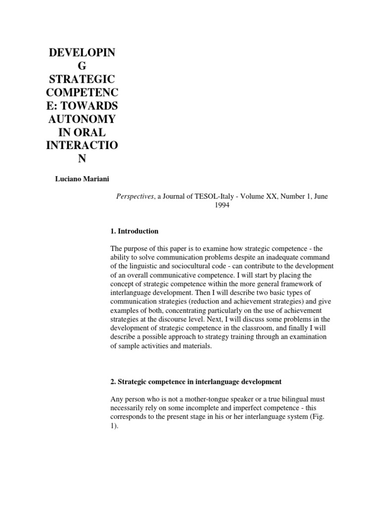 Enhancing Strategic Competence in Communication | PDF | Strategic ...
