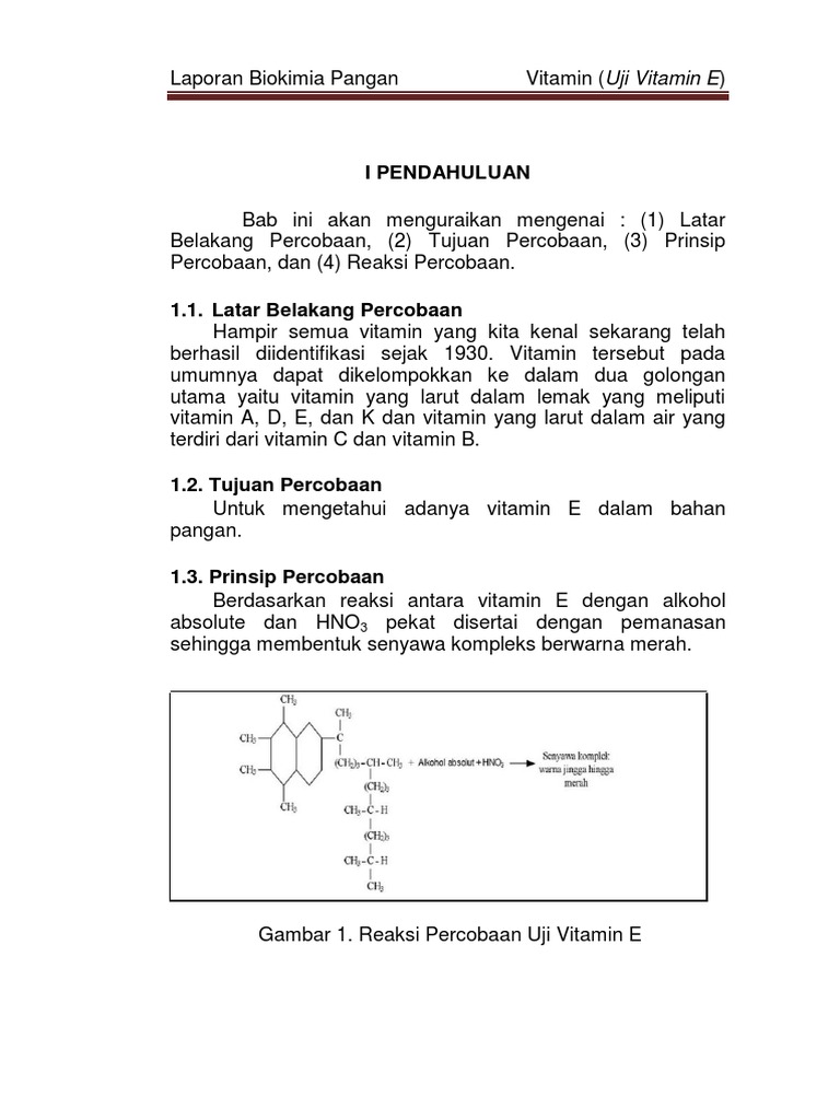 Laporan Bikimia Vitamin Vitamin E