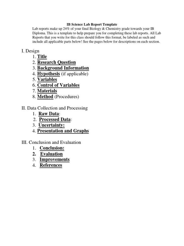 IB Biology Lab Report Template | PDF | Experiment | Accuracy And Precision