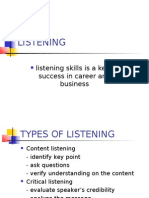 Listening: Listening Skills Is A Key To Success in Career and Business