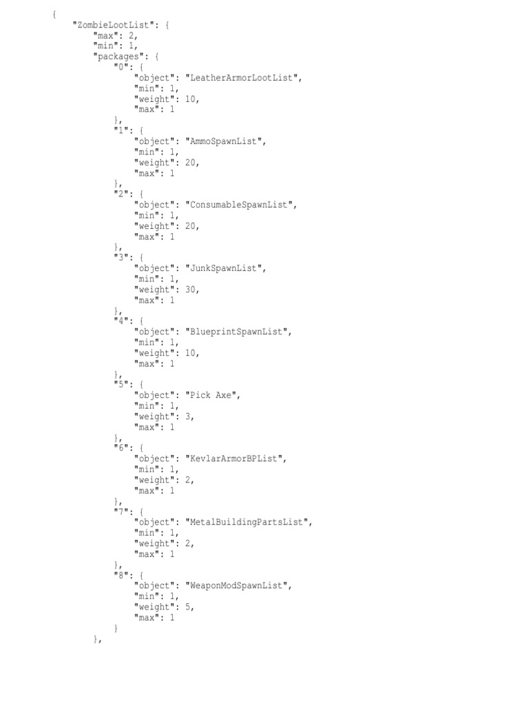 Rust Loot Tables Overview | PDF | Weight | Military Technology