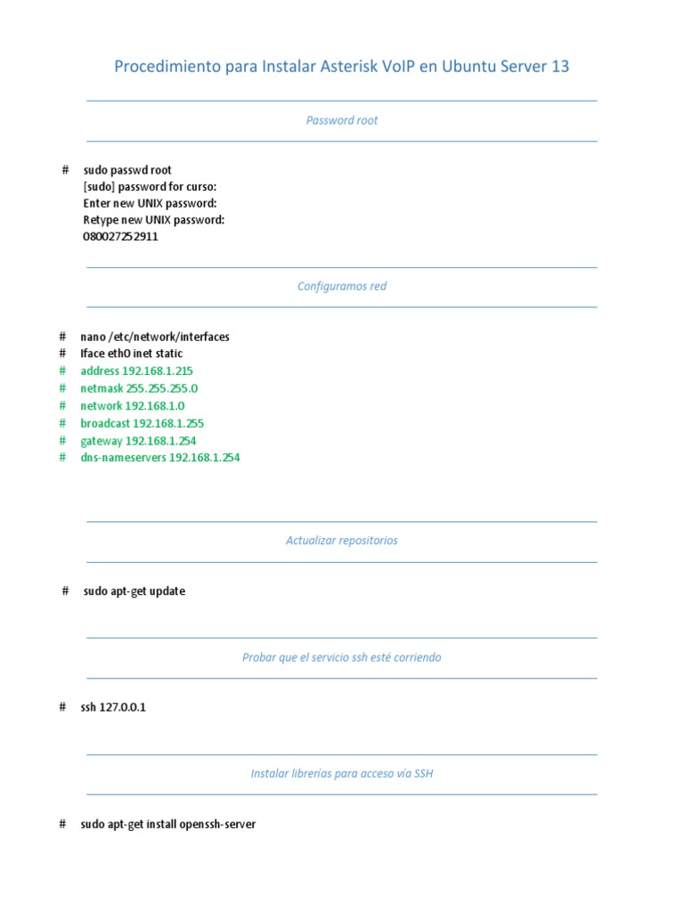 Procedimiento para Instalar Asterisk VoIP en Ubuntu Server | PDF ...