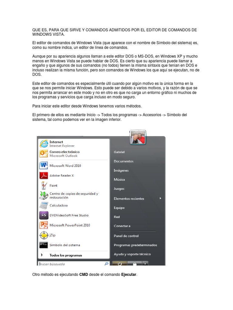 Comandos del Símbolo del Sistema en Vista | PDF | Dos | Archivo de ...