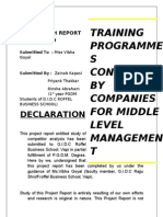 Training Programme S Conducted BY Companies For Middle Level Managemen T