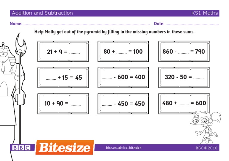 BBC Bitesize Ks1 Maths Worksheet Addition and Subtraction | PDF ...
