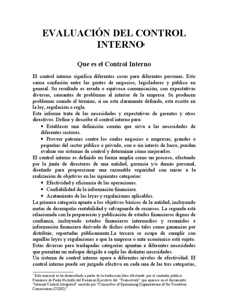 Evaluación Del Control Interno | PDF | Planificación | Contabilidad