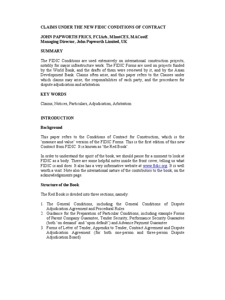 FIDIC Notice of Claim Guidelines | PDF | Damages | Arbitration