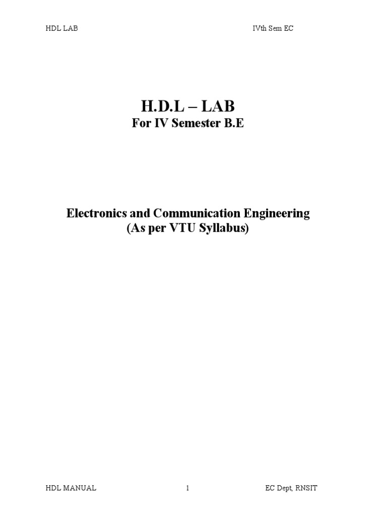 HDL Manual PDF Hardware Description Language Systems Engineering