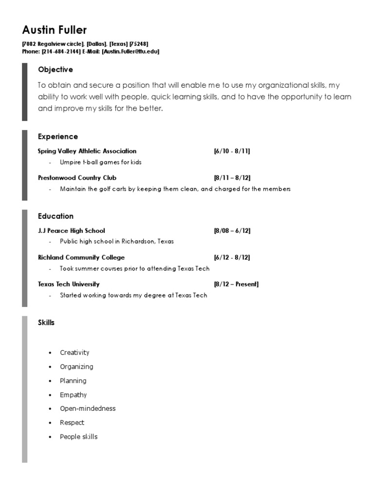 Austin Fuller Resume Overview | PDF