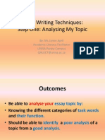 Essay Writing Techniques: Step One: Analysing My Topic