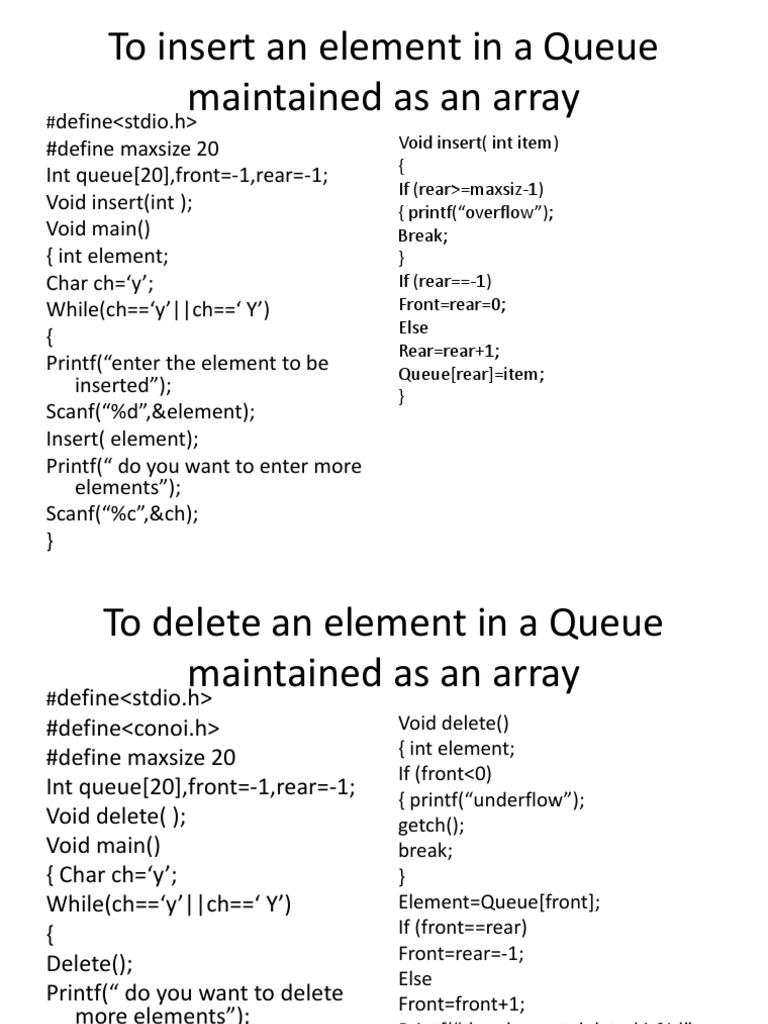 To Insert An Element in A Queue Maintained As An Array | PDF