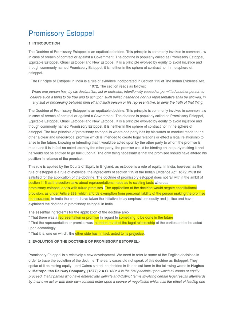 MELBOURNE PROMISSORY ESTOPPEL LAWYER intelligence overview