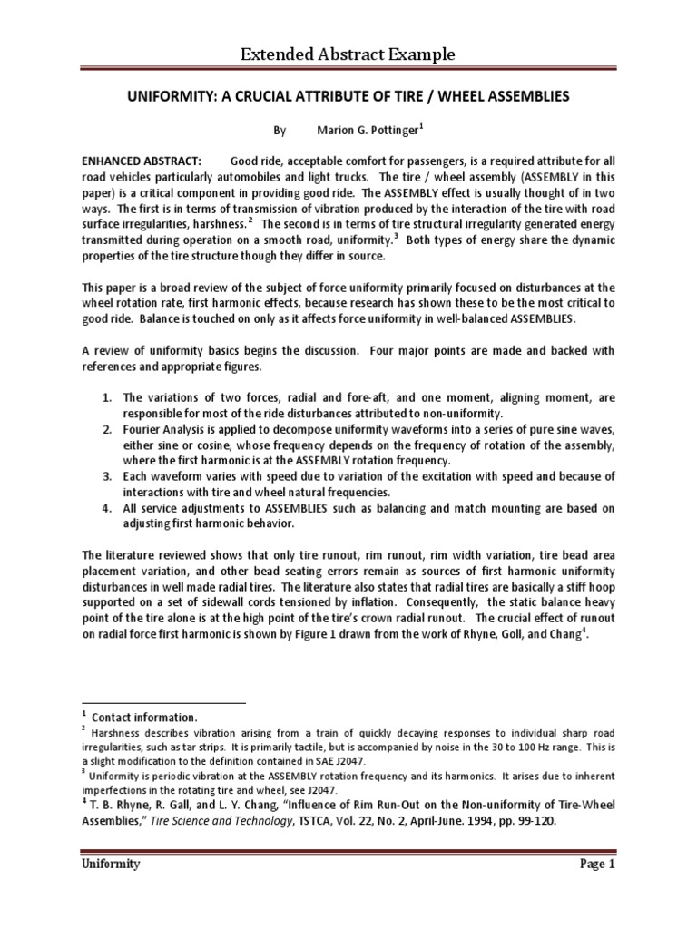 Extended Abstract Example PDF Tire Physics