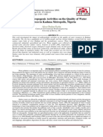 Impact of Anthropogenic Activities On The Quality of Water Resources in Kaduna Metropolis, Nigeria