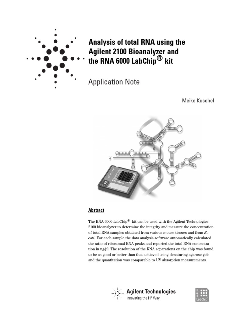 Analysis of Total Rna Using The Agilent 2100 Bioanalyzer and The Rna