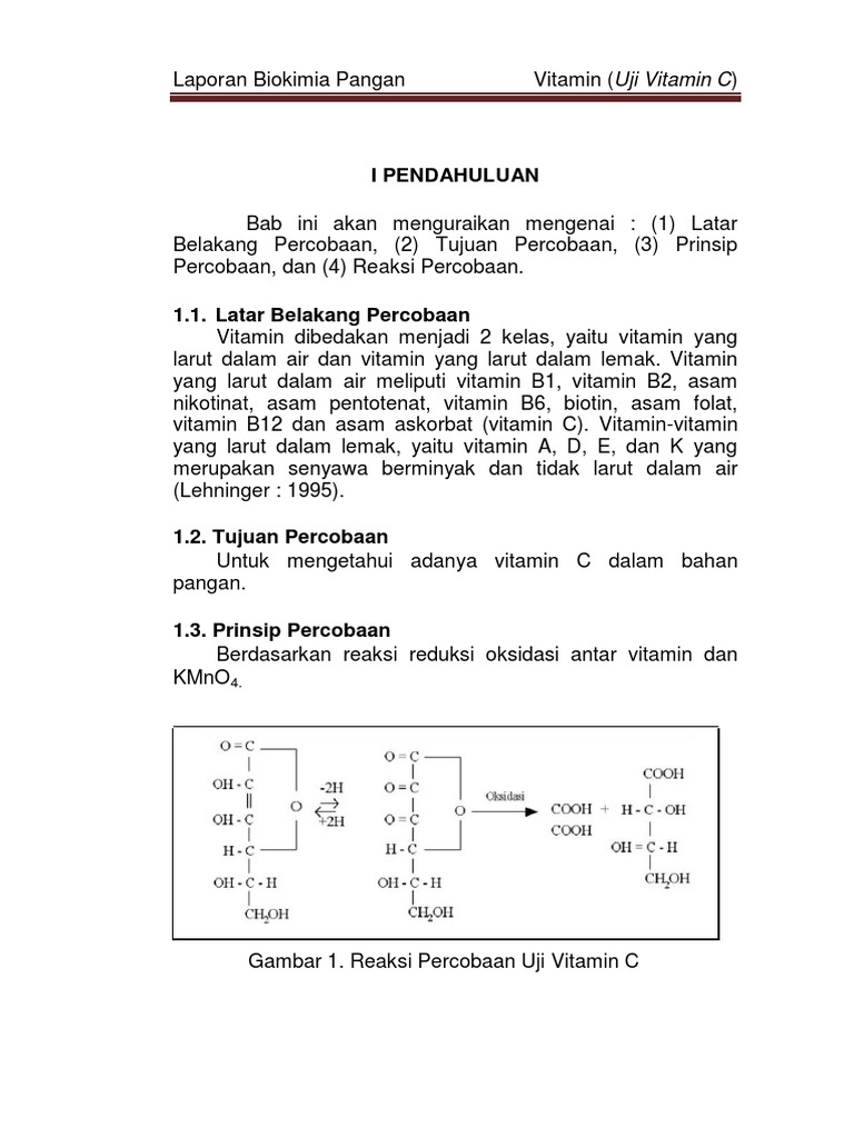 Laporan Bikimia Vitamin Vitamin C