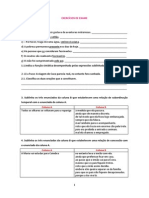 Exercícios de exame de Português com frases e palavras para identificar