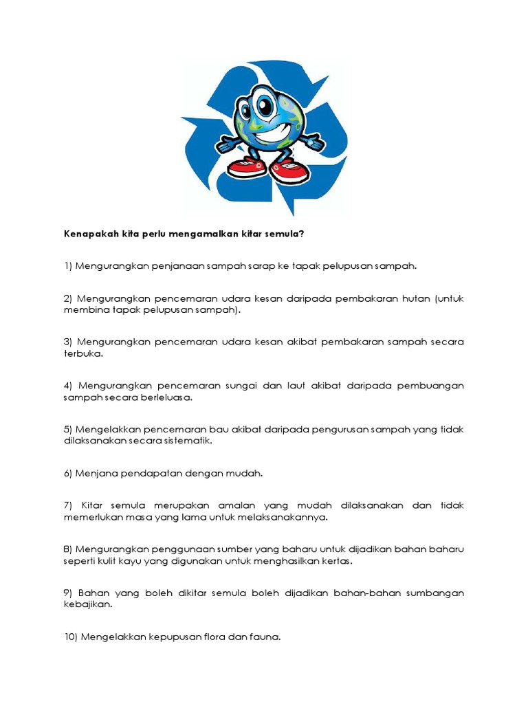 Kenapakah Kita Perlu Mengamalkan Kitar Semula Pdf